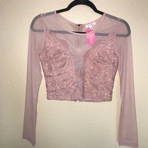 Mesh/ lace crop top